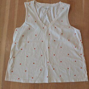 Old Navy Womens Tank Top Light Peach Medium Strawberries V Neck Shirt